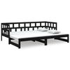 vidaXL Pat extensibil de zi, negru, 2x(90x190) cm, lemn masiv pin