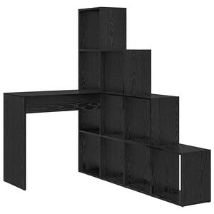 vidaXL Birou de colț cu raft Stejar Negru 101,5 x 149,5 x 149,5 cm