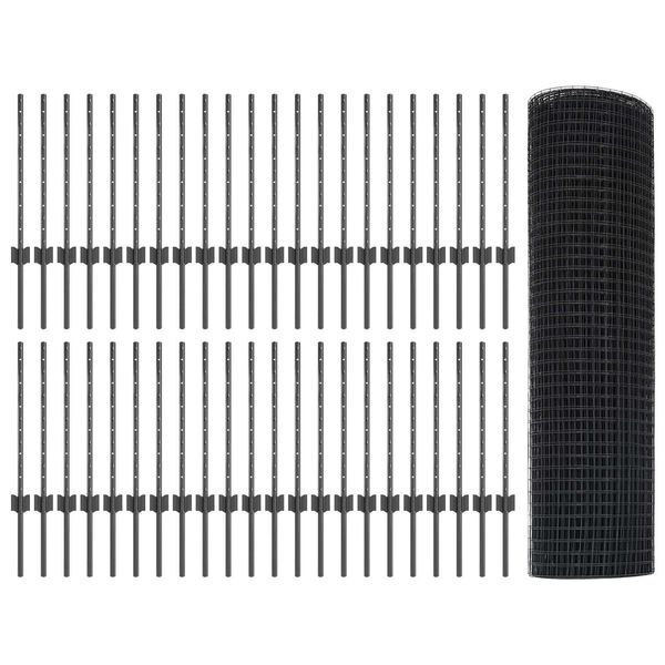 vidaXL Gard cu St&acirc;lp Gri 0,5 x 100 m Oțel și PVC