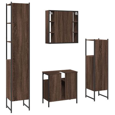 vidaXL Set dulapuri de baie, 4 piese, stejar maro, lemn prelucrat