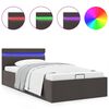 vidaXL Cadru pat hidraulic ladă cu LED gri &icirc;nchis 100x200cm textil