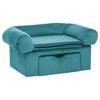 vidaXL Canapea pentru c&acirc;ini cu depozitare Turcoaz 75 x 50 x 38cm Pluș
