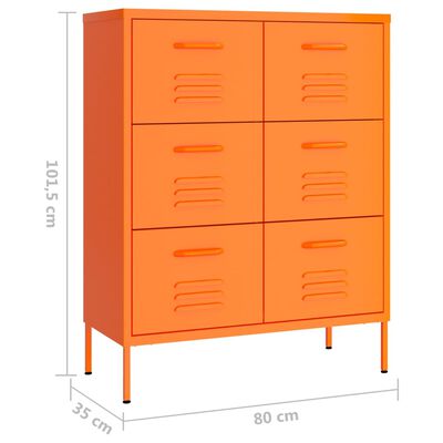 vidaXL Dulap cu sertare, portocaliu, 80x35x101,5 cm, oțel