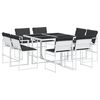 vidaXL Set mobilier de grădină, 9 piese, cu perne, alb, textilenă