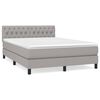 vidaXL Pat box spring cu saltea, gri deschis, 140x190 cm, textil
