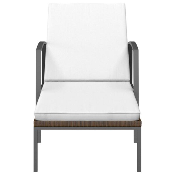 vidaXL Șezlonguri de plajă cu masă, 2 buc., maro, poliratan