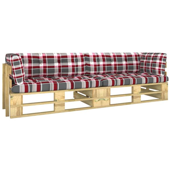 vidaXL Canapea din paleți cu 2 locuri, cu perne, lemn pin verde tratat