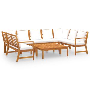 vidaXL Set mobilier grădină cu perne, 9 piese, crem, lemn de acacia