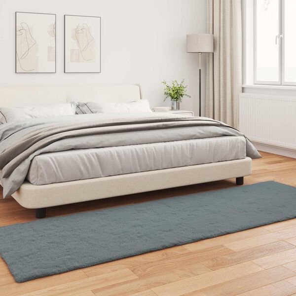 vidaXL Covor din Blană Faux de Iepure Olite Antracit 80 x 250 cm