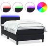 vidaXL Pat cu arcuri cu saltea și LED, negru, 100x220 cm, catifea