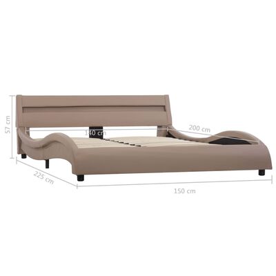 vidaXL Cadru de pat cu LED, cappuccino, 140 x 200 cm, piele ecologică