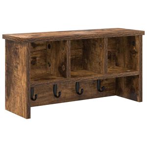 vidaXL Răcător de paltoane montat pe perete cu raft Stejar fumuriu