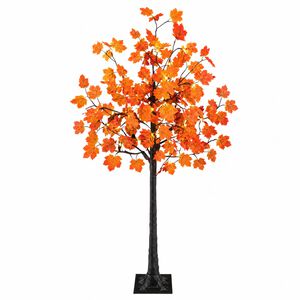 vidaXL Copac de Crăciun tip arțar, cu LED Maro 120 cm Plastic