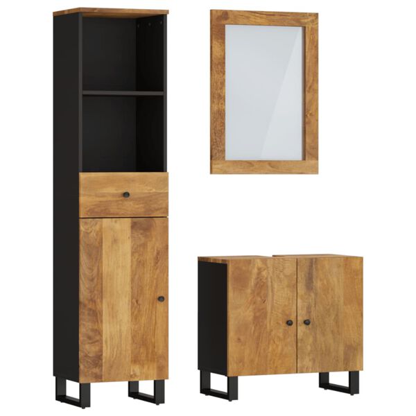 vidaXL Set mobilier de baie, 3 piese, lemn masiv de mango