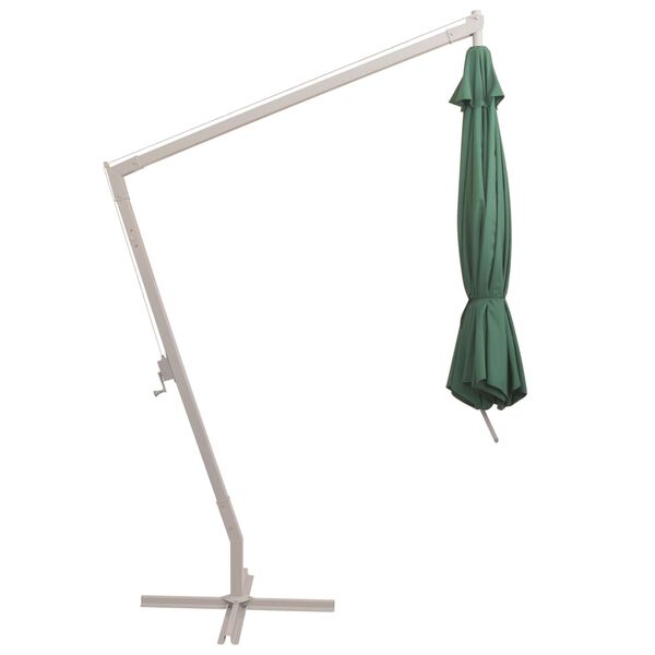 vidaXL Umbrelă de soare suspendată 350 cm, st&acirc;lp de aluminiu, verde