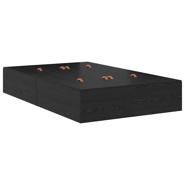 vidaXL Cadru de pat cu depozitare Stejar Negru 120 x 190 cm