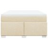 vidaXL Pat box spring cu saltea, crem, 160x200 cm, material textil