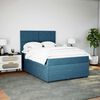 vidaXL Pat box spring cu saltea, albastru, 140x200 cm, catifea