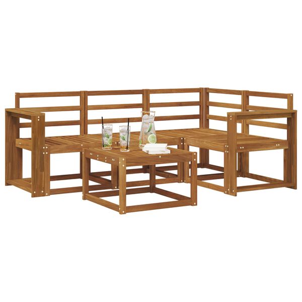 vidaXL Set de canapele de exterior 5 pcs natural Lemn Solid de Acacia