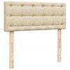 vidaXL Pat box spring cu saltea, crem, 120x200 cm, textil