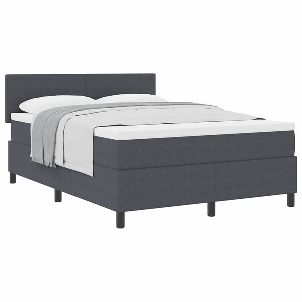 vidaXL Pat cu arcuri cu headboard Gri &icirc;nchis și alb 140 x 200 cm