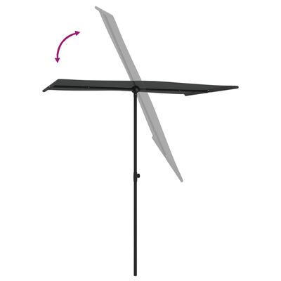 vidaXL Umbrelă de soare exterior, stâlp aluminiu, antracit, 180x110 cm