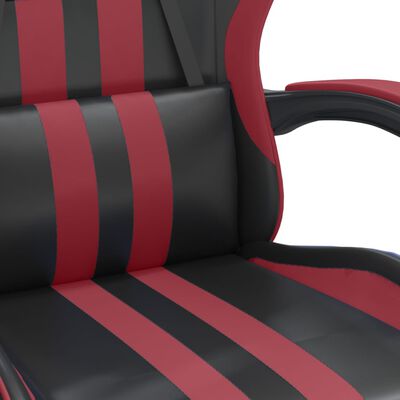 vidaXL Scaun gaming pivotant/suport picioare negru/roșu vin piele eco