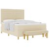 vidaXL Pat cu arcuri cu saltea cu headboard Crem 140 x 190 cm țesătură