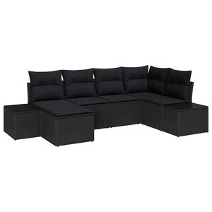 vidaXL Set de canapele pentru grădină cu pernă 6 pcs Negru poliratan