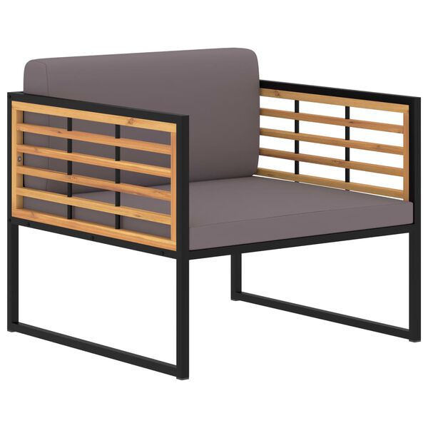 vidaXL Scaune grădină cu perne 2 buc. gri închis lemn masiv de acacia