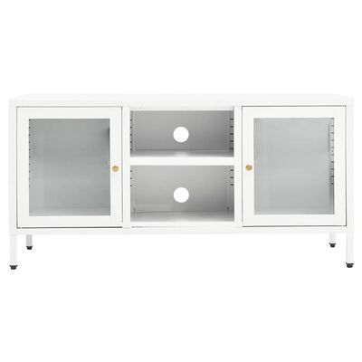 vidaXL Dulap TV, alb, 105x35x52 cm, oțel și sticlă