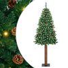 vidaXL Brad de Crăciun subțire Verde 180 cm PVC și lemn de PIN masiv