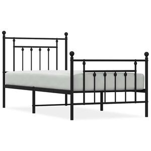 vidaXL Cadru pat metalic cu tăblii de cap/picioare, negru, 90x200 cm