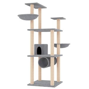 vidaXL Ansamblu pisici cu st&acirc;lpi din funie sisal, gri deschis, 141 cm