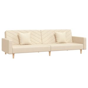 vidaXL Canapea extensibilă cu 2 locuri, 2 perne, crem, textil