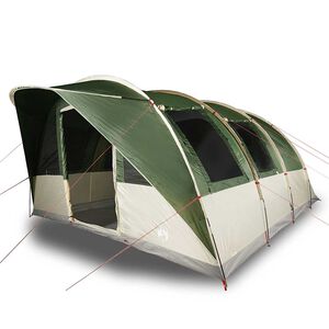 vidaXL Cort de camping tunel pentru 5 persoane, verde, impermeabil