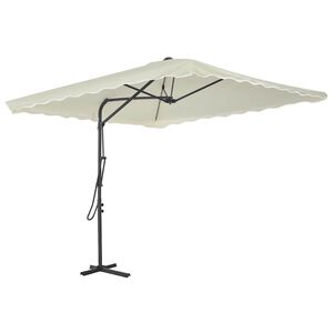 vidaXL Umbrelă soare de exterior, st&acirc;lp din oțel, nisipiu, 250x250 cm