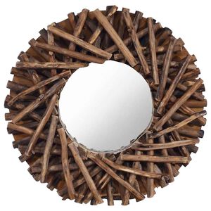 vidaXL Oglindă de perete, 40 cm, tec, rotund