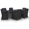 vidaXL Set mobilier de grădină, 7 piese, negru, poliratan