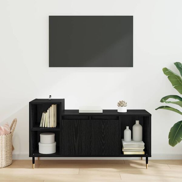 vidaXL Cabinet TV Stejar Negru 100 x 35 x 55 cm Lemn compozit
