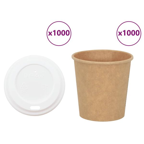 vidaXL Cești de cafea din h&acirc;rtie cu capace 1000 buc 4oz 100ml