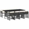 vidaXL Set mobilier de grădină cu perne, 9 piese, negru, poliratan