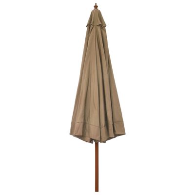 vidaXL Umbrelă de soare de exterior, stâlp din lemn, gri taupe, 330 cm