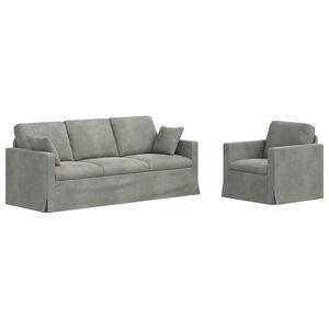 vidaXL Set de canapea 2 pcs Gri deschis 198 x 78 x 80 cm Catifea