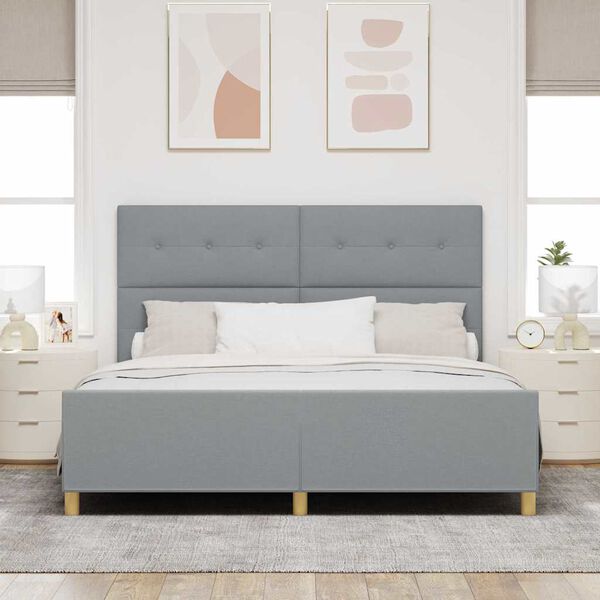 vidaXL Cadru de pat cu headboard Gri deschis 180 x 200 cm țesătură