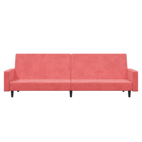 vidaXL Canapea extensibilă cu 2 locuri, roz, catifea