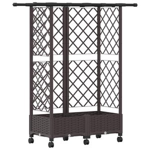 vidaXL Pat Ridicat cu Trellis și Acoperiș Maro 124 x 40 x 127 cm PP