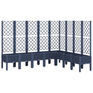 vidaXL Jardinieră de grădină cu spalier, albastru gri, 200x160x142 cm, PP