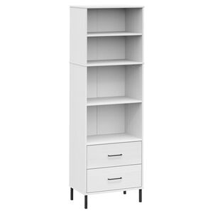 vidaXL Bibliotecă cu 2 sertare OSLO, alb, 60x35x180 cm, lemn masiv