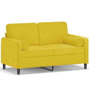 vidaXL Canapea cu 2 locuri cu pernuțe, galben, 120 cm, catifea